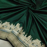 Bottle Green Color Pure Katan Silk Handwoven Banarasi Saree