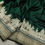 Bottle Green Color Pure Katan Silk Handwoven Banarasi Saree