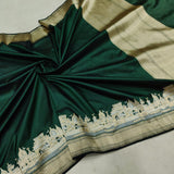 Bottle Green Color Pure Katan Silk Handwoven Banarasi Saree