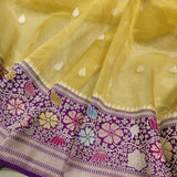 Yellow Color Pure Tissue Silk Handwoven Banarasi Saree