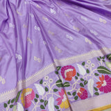 Lavender Color Pure Katan Silk Handwoven Banarasi Saree