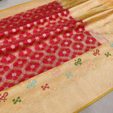 Red Color Pure Katan Silk Handwoven Banarasi Saree