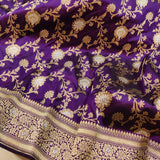 Purple Colour Pure Katan Silk Handwoven Banarasi Jungla Saree