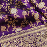 Purple Colour Pure Katan Silk Handwoven Banarasi Jungla Saree