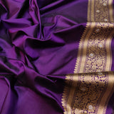 Purple Colour Pure Katan Silk Handwoven Banarasi Jungla Saree