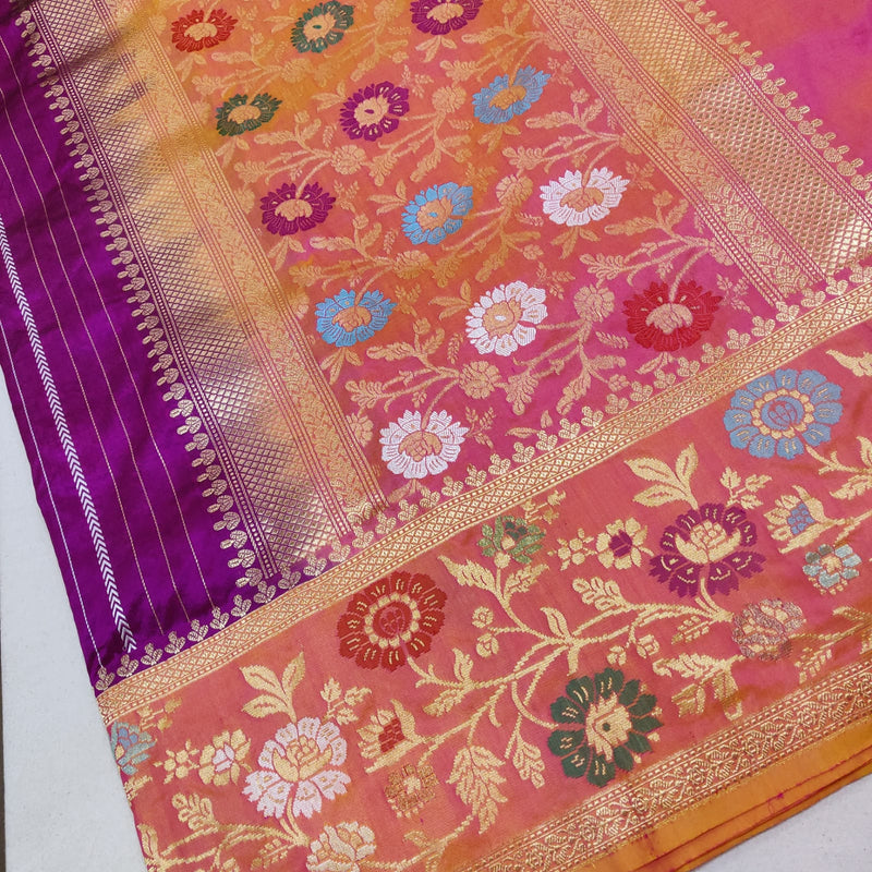 Magenta Color Pure Katan Silk Handwoven Banarasi Saree