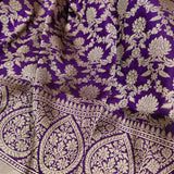 Purple Color Pure Katan Silk Handwoven Banarasi Saree