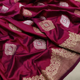 Wine Colour Pure Katan Silk Handwoven Banarasi Saree