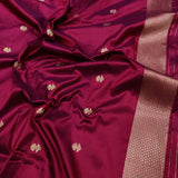 Wine Colour Pure Katan Silk Handwoven Banarasi Saree