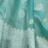 Sky Blue Pure Tissue Silk Handwoven Banarasi Saree