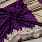 Wine Colour Katan Silk Handwoven Banarasi Saree