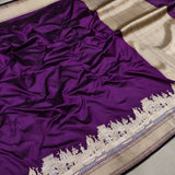 Wine Colour Katan Silk Handwoven Banarasi Saree