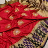 Red Katan Silk Handwoven Banarasi Saree