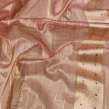 Peach Color Pure Tissue Silk Handwoven Banarasi Saree