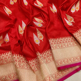 Red Color Pure Katan Silk Handwoven Banarasi Saree