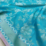 Sky Blue Katan silk ektara jamdani Banarasi saree