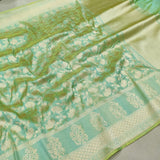 Dual Shade Pure Katan Silk Handwoven Banarasi Saree