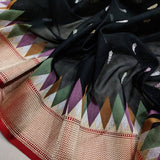 Black Color Pure Kora Silk Handwoven Banarasi Saree