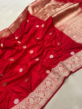 Red Colour Pure Katan Silk Handwoven Banarasi Saree