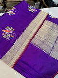 Purple Colour Pure Katan Silk Handwoven Banarasi Saree