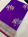 Purple Colour Pure Katan Silk Handwoven Banarasi Saree