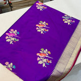 Purple Colour Pure Katan Silk Handwoven Banarasi Saree