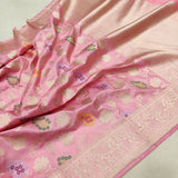 Pastel Pink Pure Katan Silk Handwoven Banarasi Saree