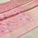 Pastel Pink Pure Katan Silk Handwoven Banarasi Saree