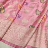 Pastel Pink Pure Katan Silk Handwoven Banarasi Saree