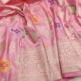 Pastel Pink Pure Katan Silk Handwoven Banarasi Saree