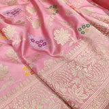 Pastel Pink Pure Katan Silk Handwoven Banarasi Saree