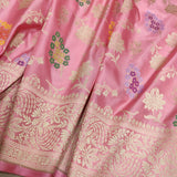 Pastel Pink Pure Katan Silk Handwoven Banarasi Saree