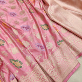 Pastel Pink Pure Katan Silk Handwoven Banarasi Saree