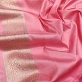 Pastel Pink Pure Katan Silk Handwoven Banarasi Saree