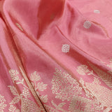 Peach Color Katan Silk By Tissue Handwoven Banarasi Saree