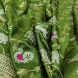 Green Colour Pure Katan Silk Handwoven Banarasi Jungla Saree