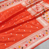 Orange Colour Pure Katan Silk Handwoven Banarasi Saree