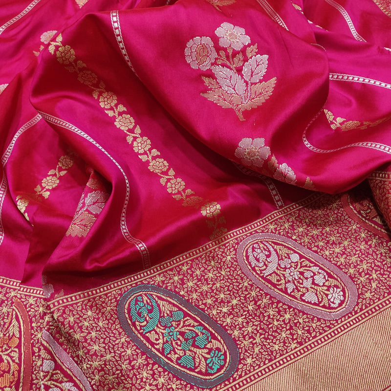 Pink Colour Pure Katan Silk Handwoven Banarasi Saree