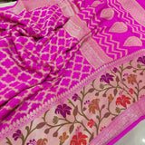 Pink Colour Chiffon Georgette Handwoven Banarasi Saree