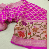 Pink Colour Chiffon Georgette Handwoven Banarasi Saree