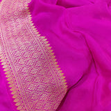 Pink Colour Chiffon Georgette Handwoven Banarasi Saree