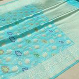 Sky Blue Color Pure Katan Silk Handwoven Banarasi Saree