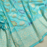 Sky Blue Color Pure Katan Silk Handwoven Banarasi Saree