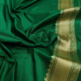 Bottle Green Katan Silk Handwoven Tanchoi Banarasi Saree