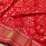 Red Color Katan silk ektara jamdani Banarasi saree