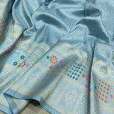 Sky Blue Pure Katan Silk Handwoven Banarasi Saree