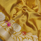 Mustard Yellow Color Pure Katan Silk Handwoven Banarasi Saree