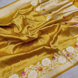 Mustard Yellow Color Pure Katan Silk Handwoven Banarasi Saree