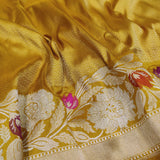 Mustard Yellow Color Pure Katan Silk Handwoven Banarasi Saree