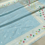 Sky Blue Pure Katan Silk Handwoven Banarasi Saree